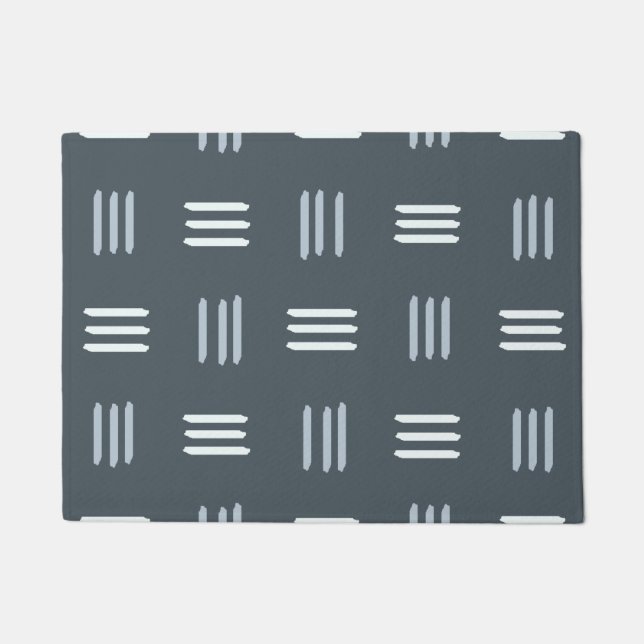 Mid Century Modern Patterned Lines (Slate) Doormat (Front)
