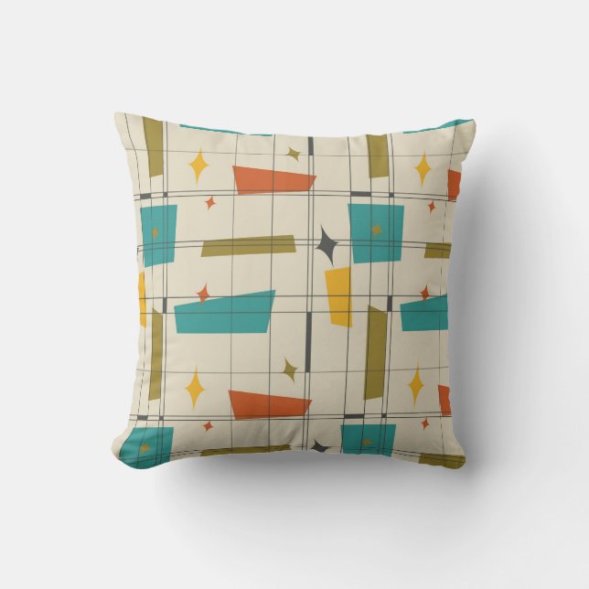 Mid century modern patterned  number  13 throw pillow (Front)