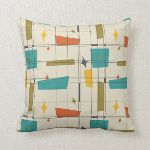 Mid century modern patterned  number  13 throw pillow