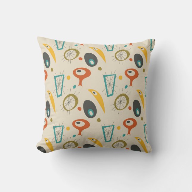 Mid century modern patterned  number  14 throw pillow (Front)