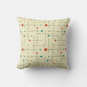 Mid century modern patterned number 16 throw pillow