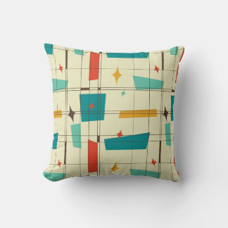 Mid century modern patterned number 17 throw pillow