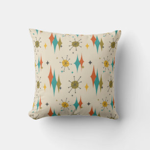 Mid century modern patterned number 6 throw pillow