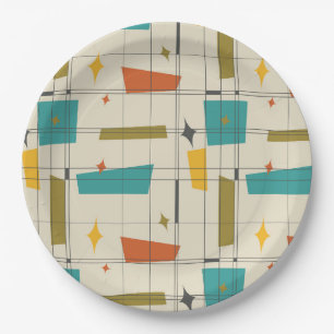 Mid Century modern patterned Paper Plate