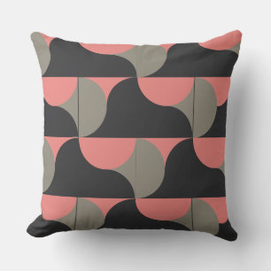 Mid-Century Modern peach and grey   Throw Pillow