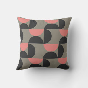 Mid-Century Modern peach and grey Throw Pillow