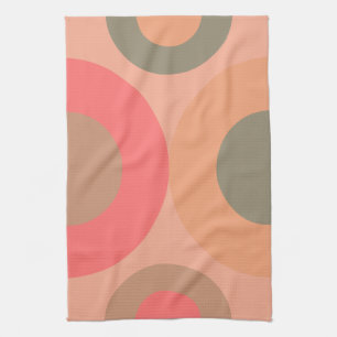 Mid-Century Modern Peach and Olive Kitchen Towel
