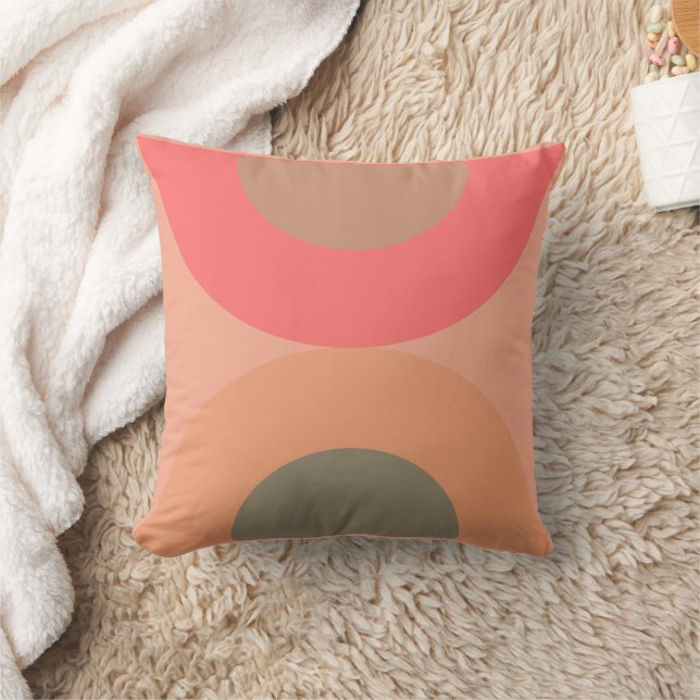 Mid-Century Modern Peach and Olive   Throw Pillow (Blanket)