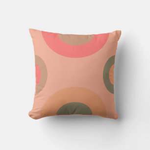 Mid-Century Modern Peach and Olive Throw Pillow