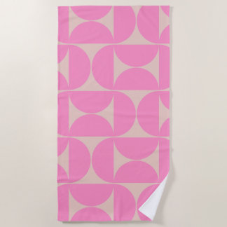 Mid Century Modern Peach And Pink Preppy Pattern Beach Towel