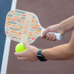 Mid-Century Modern Pebble Pattern Pickleball Paddle