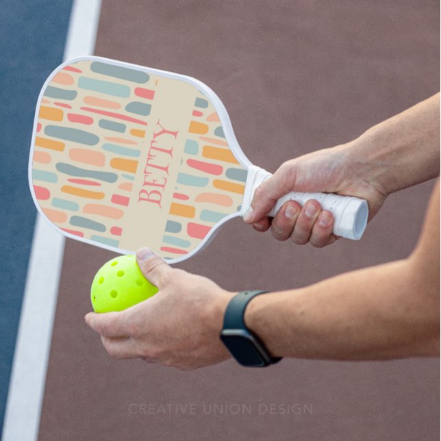 Mid-Century Modern Pebble Pattern Pickleball Paddle (Personalized Pickleball Paddle)