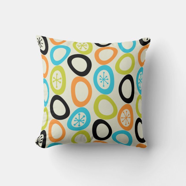 Mid Century Modern Pebbles 3 Throw Pillow (Front)