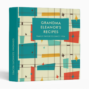 Mid Century Modern Personalized Grandma Recipe Binder