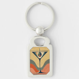 Mid Century Modern "pimento olive martini wave" Keychain