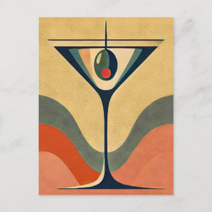 Mid Century Modern "pimento olive martini wave" Postcard