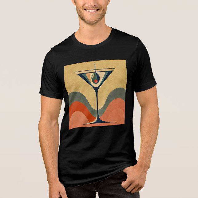 Mid Century Modern "pimento olive martini wave" Tri-Blend Shirt (Front)