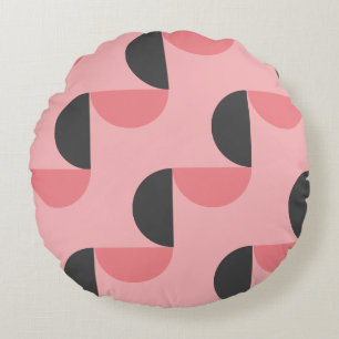 Mid-Century Modern Pink and grey     Round Pillow