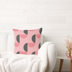 Mid-Century Modern Pink and grey      Throw Pillow