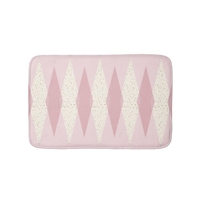 Mid Century Modern Pink Argyle Bath Mat (Front)