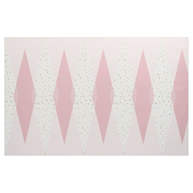 Mid Century Modern Pink Argyle Cotton Fabric (Yard)