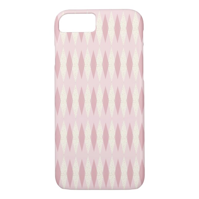 Mid Century Modern Pink Argyle iPhone Case (Back)