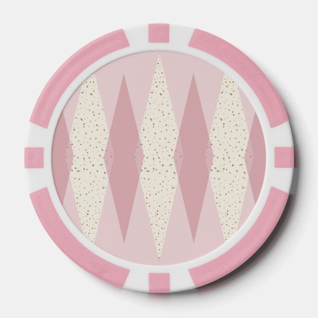 Mid Century Modern Pink Argyle Poker Chip (Front)