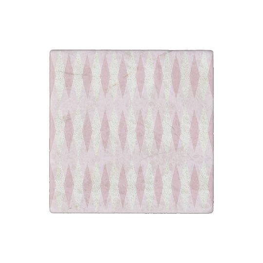 Mid Century Modern Pink Argyle Stone Magnet Stone Magnets