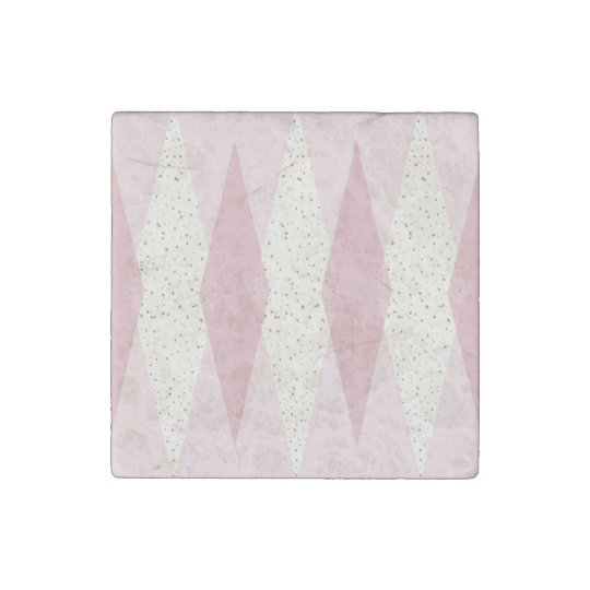 Mid Century Modern Pink Argyle Stone Magnet Stone Magnets