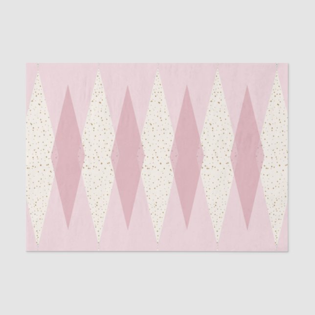 Mid Century Modern Pink Argyle Tissue Paper (Front)