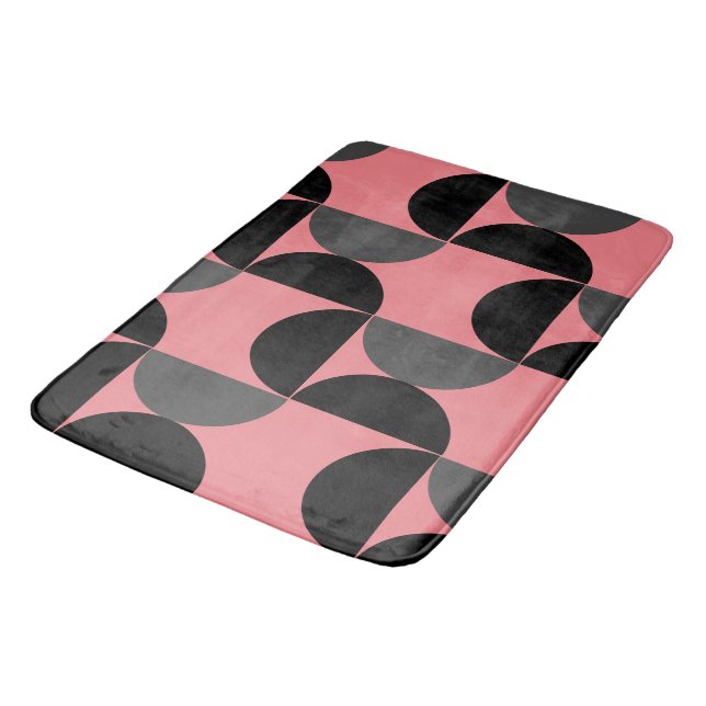 Mid-Century Modern Pink black and grey  Bath Mat (Angled)