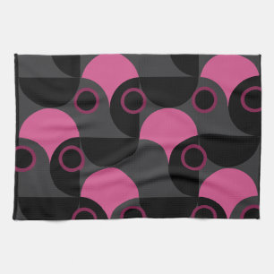 Mid-Century Modern Pink black and grey     Kitchen Towel