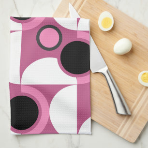 Mid-Century Modern pink, black and grey Kitchen Towel