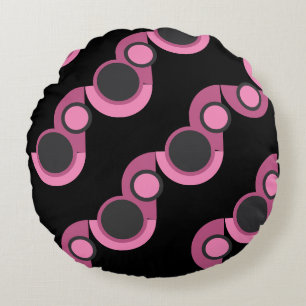 Mid-Century Modern pink, black and grey     Round Pillow