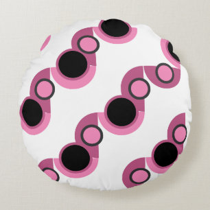 Mid-Century Modern pink, black and grey Round Pillow