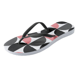 Mid-Century Modern Pink Black and White Flip Flops