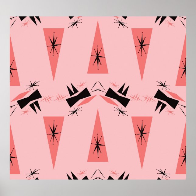 Mid-Century Modern: Pink Coral Pattern. Poster (Front)