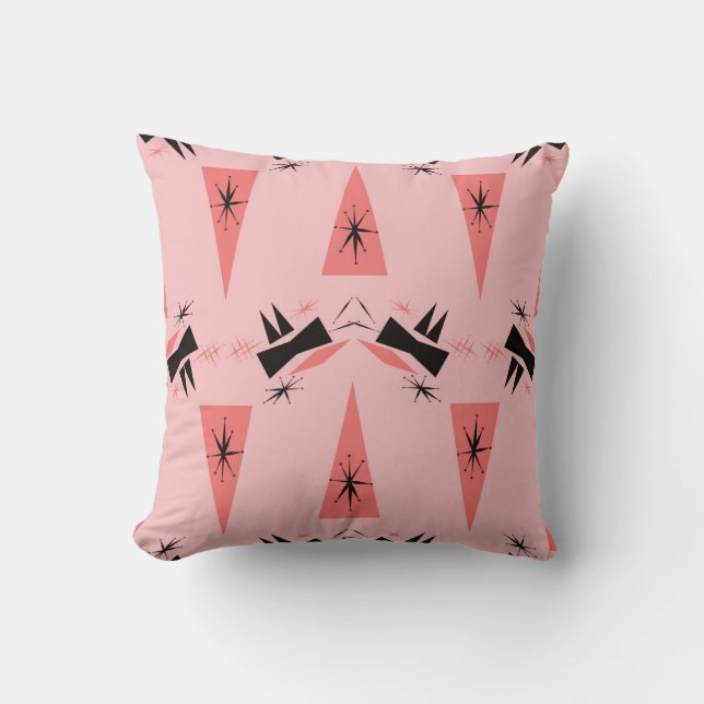 Mid-Century Modern: Pink Coral Pattern. Throw Pillow (Front)