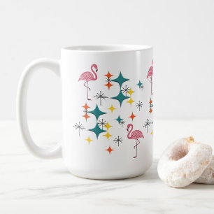 Mid Century Modern Pink Flamingo Diamond Starburst Coffee Mug