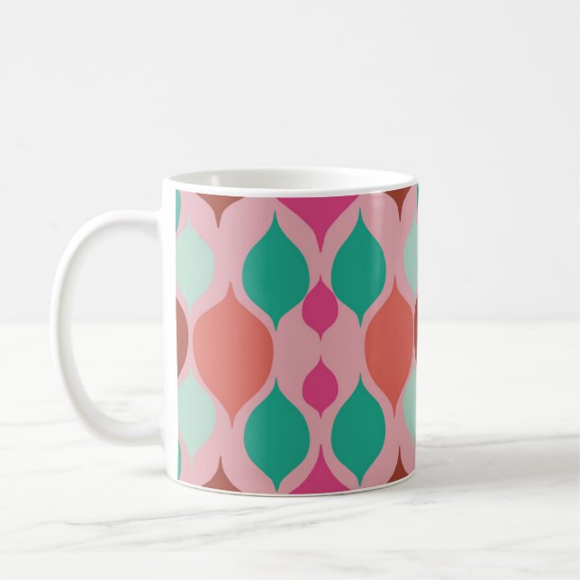 Mid Century Modern Pink Geometric Coffee Mug (Left)