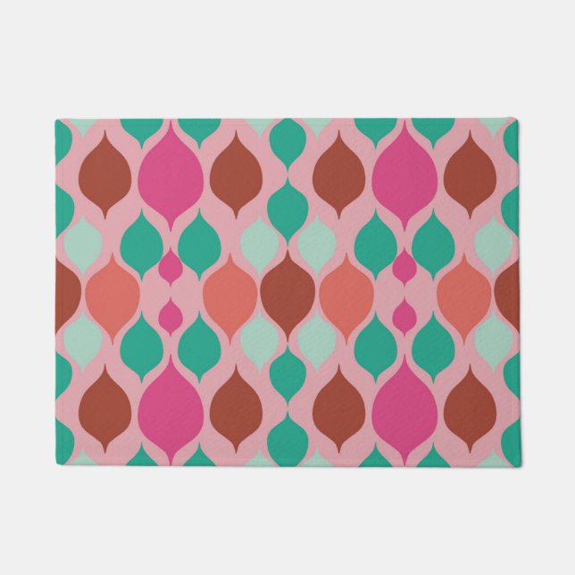 Mid Century Modern Pink Geometric  Doormat (Front)