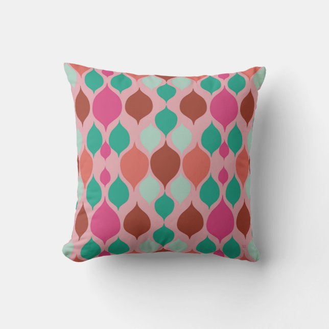 Mid Century Modern Pink Geometric  Throw Pillow (Front)