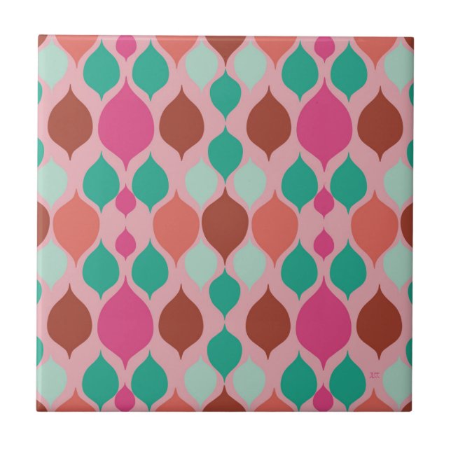 Mid Century Modern Pink Geometric Tile (Front)