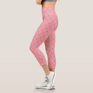 Mid Century Modern Pink Interlocking Circle Capri Leggings