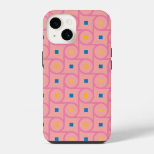 Mid Century Modern Pink Interlocking Circle iPhone 14 Case