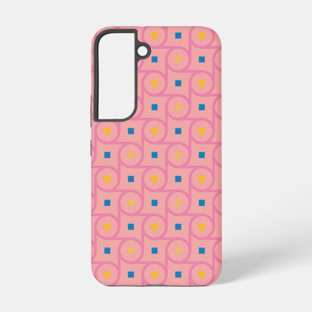 Mid Century Modern Pink Interlocking Circle Samsung Galaxy S22 Case (Back)