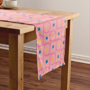 Mid Century Modern Pink Interlocking Circle Short Table Runner