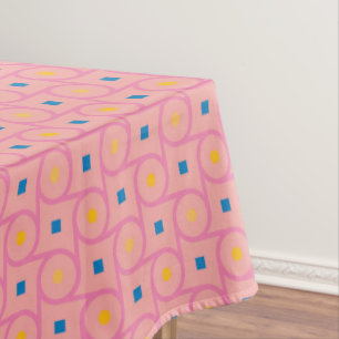 Mid Century Modern Pink Interlocking Circle Tablecloth