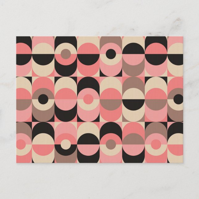 Mid-Century Modern Pink Pattern Holiday Postcard (Front)