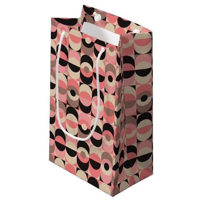 Mid-Century Modern Pink Pattern Small Gift Bag (Front Angled)